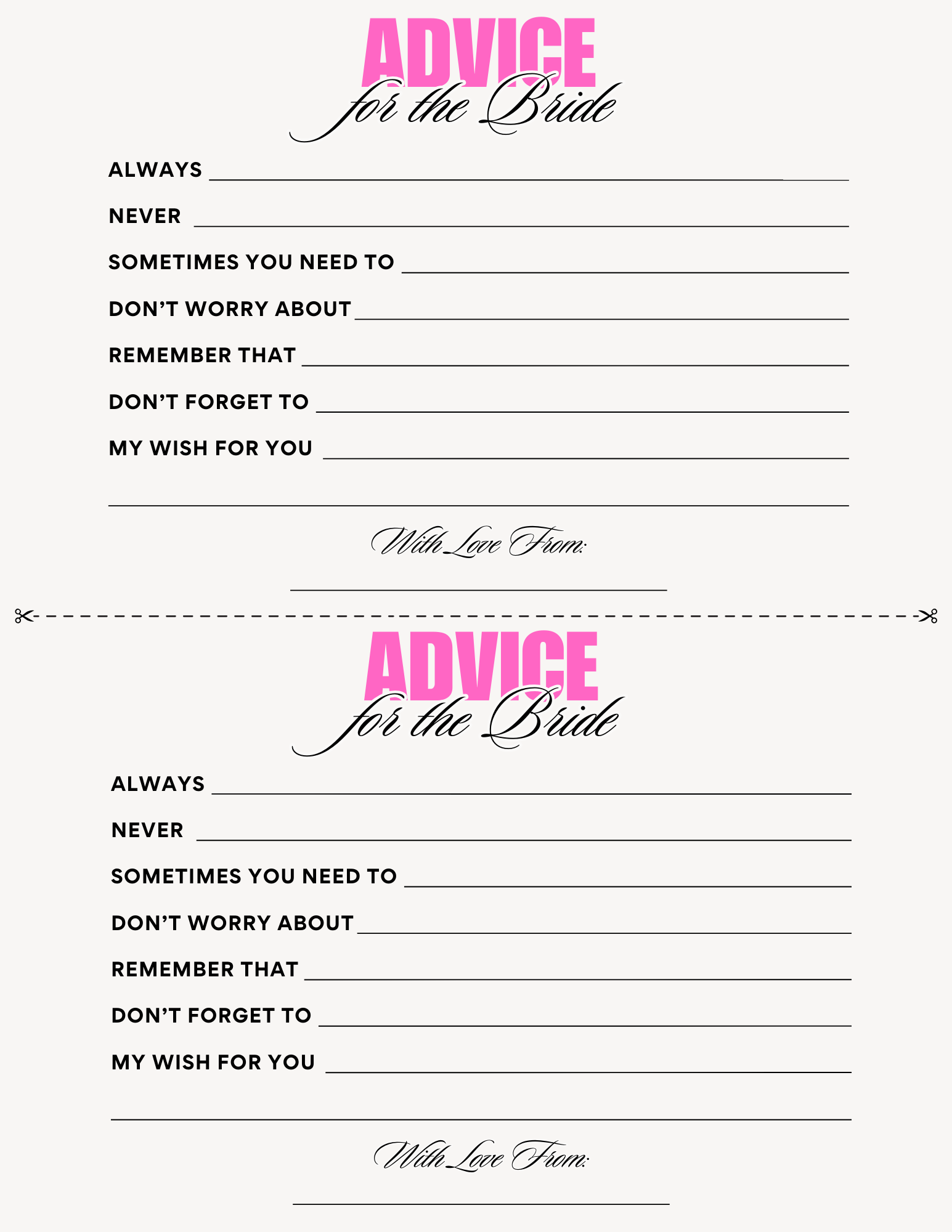 advice for the bride cards